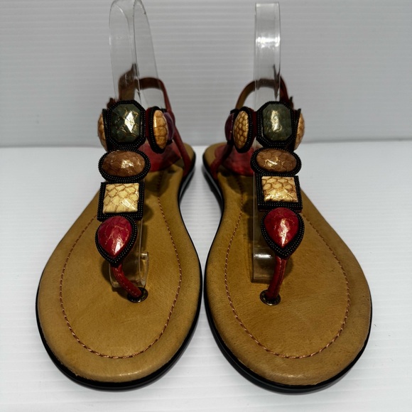 Frye Dani Multicolor Jeweled T Strap Sandals Size 7 1/2 - Picture 5 of 14